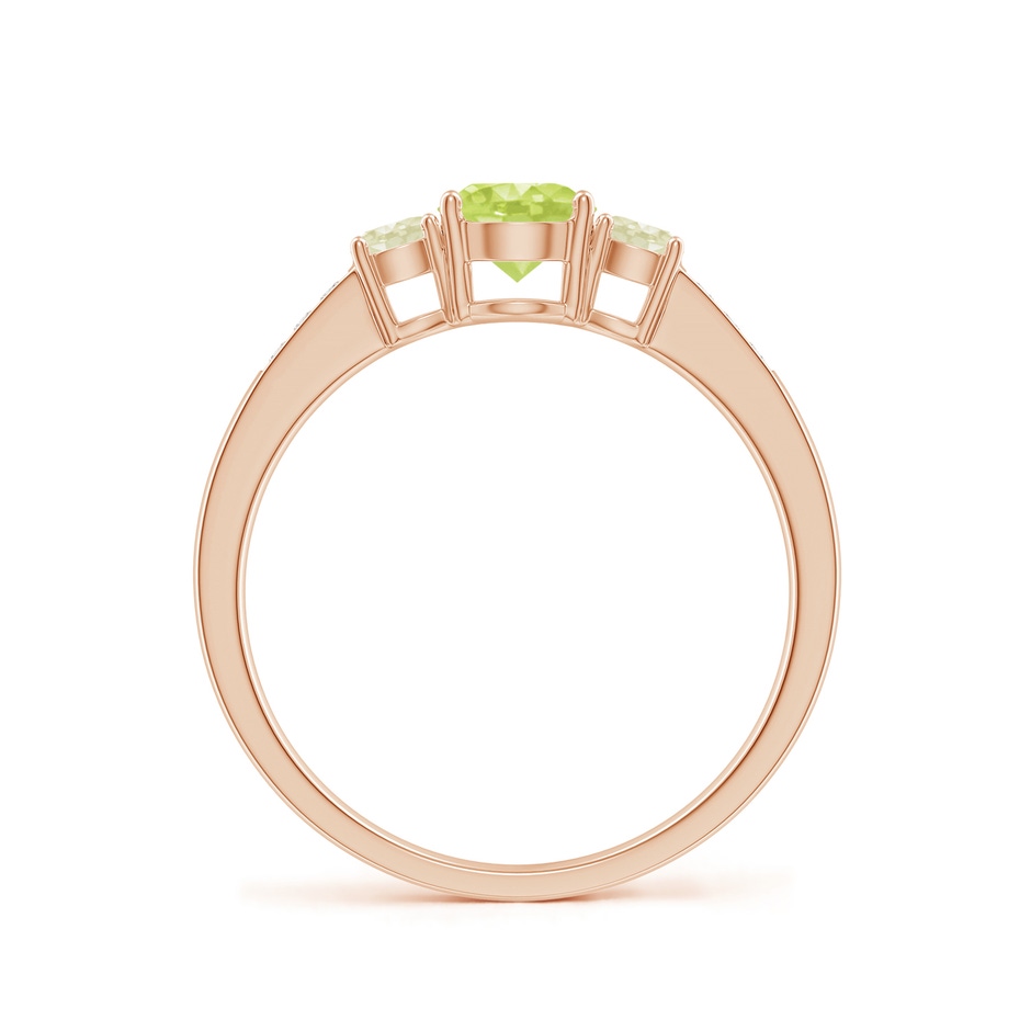 5mm A Three Stone Round Peridot Ring with Diamond Accents in Rose Gold side-1