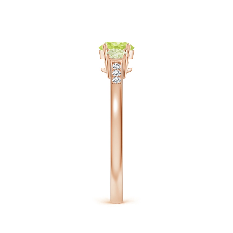 5mm A Three Stone Round Peridot Ring with Diamond Accents in Rose Gold side-2