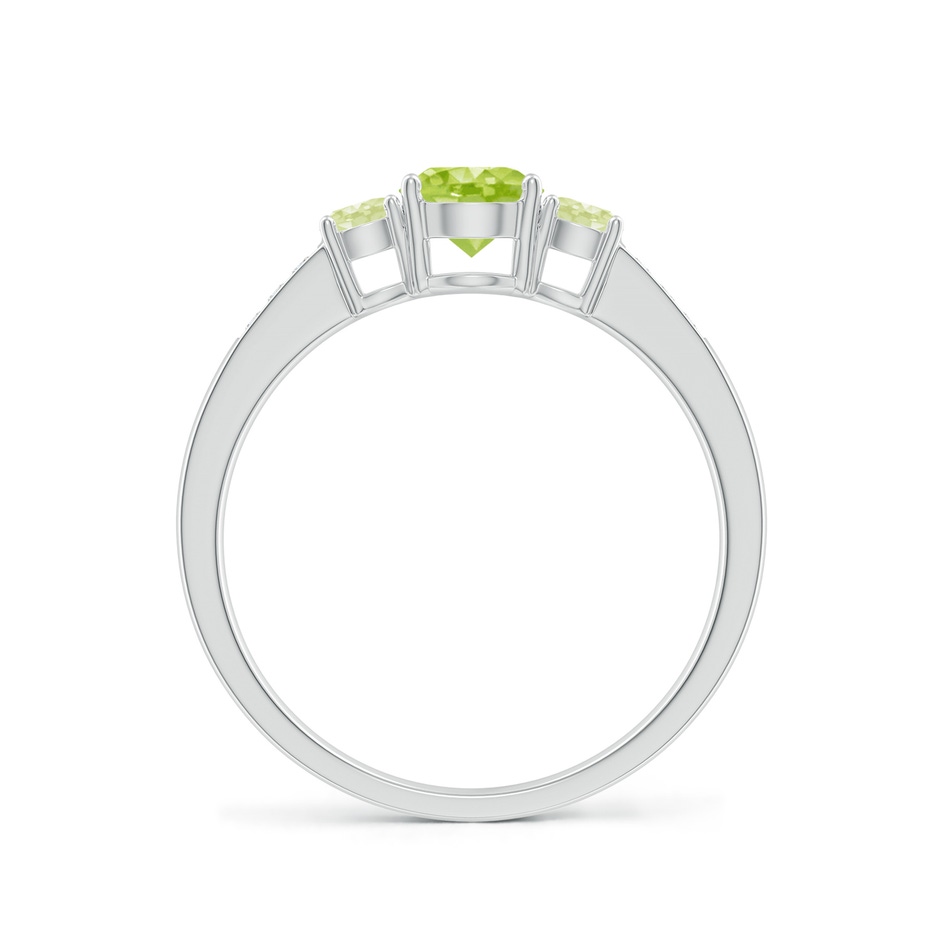 5mm AA Three Stone Round Peridot Ring with Diamond Accents in White Gold side-1