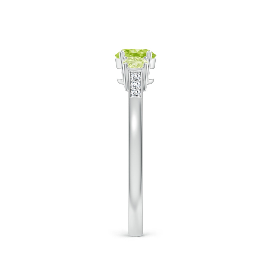 5mm AA Three Stone Round Peridot Ring with Diamond Accents in White Gold side-2
