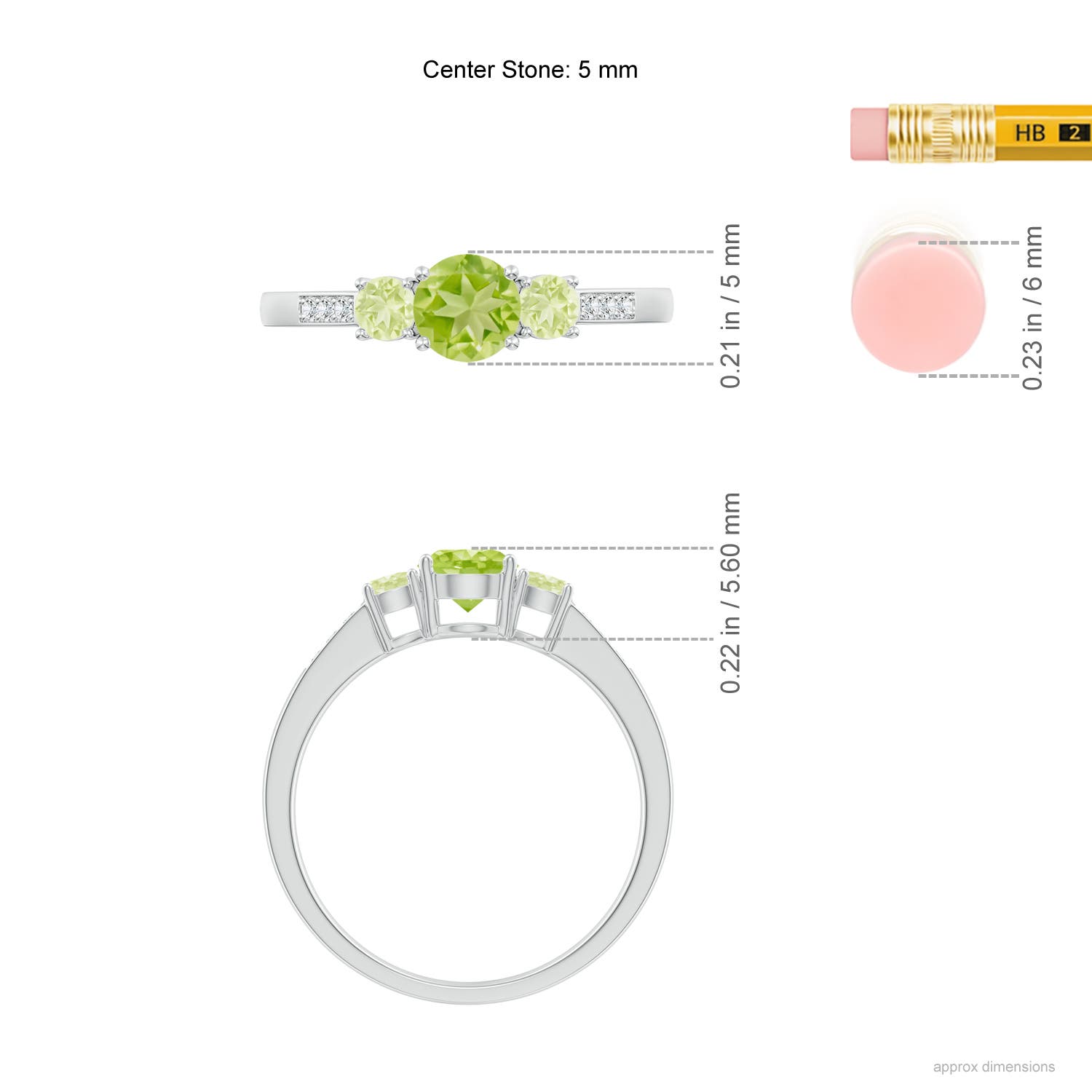 AA - Peridot / 0.84 CT / 14 KT White Gold