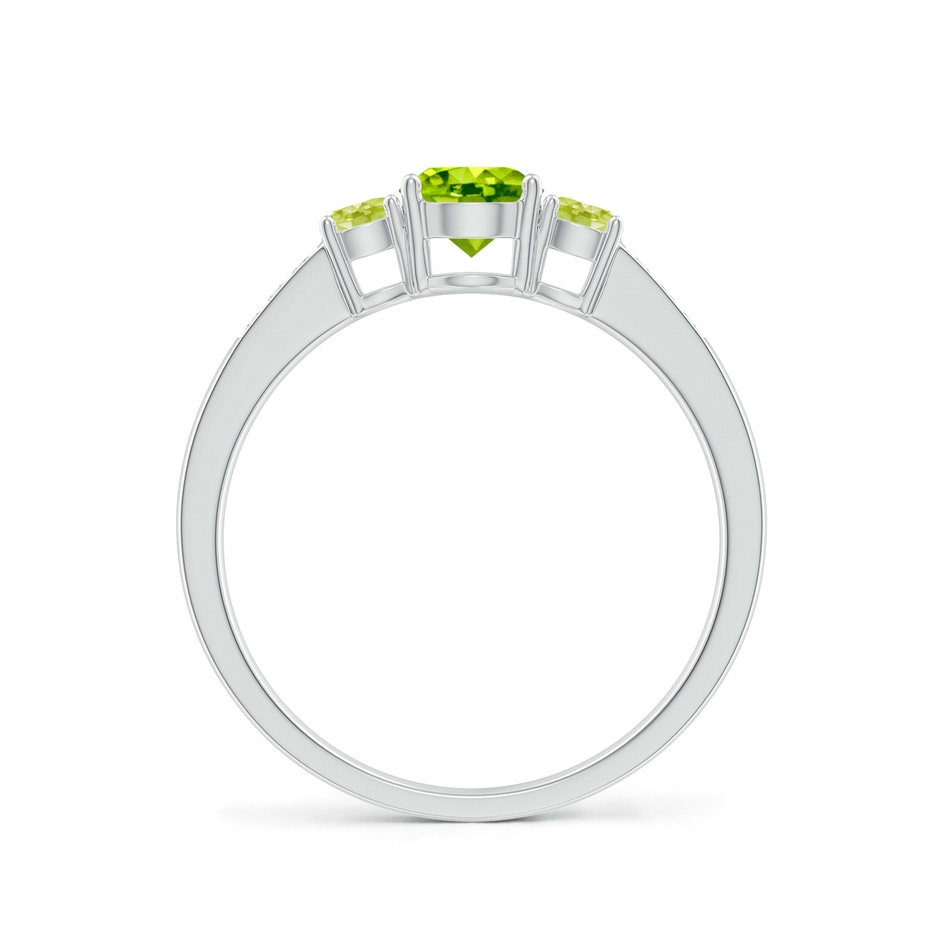 5mm AAA Three Stone Round Peridot Ring with Diamond Accents in White Gold side-1