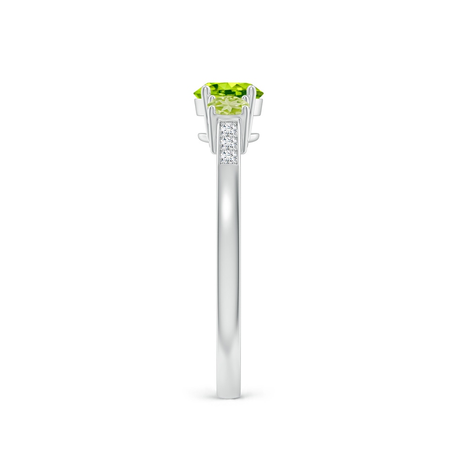 5mm AAA Three Stone Round Peridot Ring with Diamond Accents in White Gold side-2
