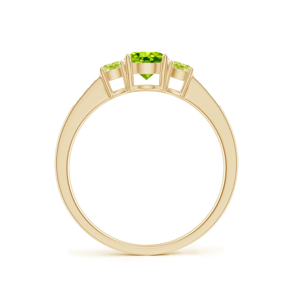 5mm AAA Three Stone Round Peridot Ring with Diamond Accents in Yellow Gold side-1
