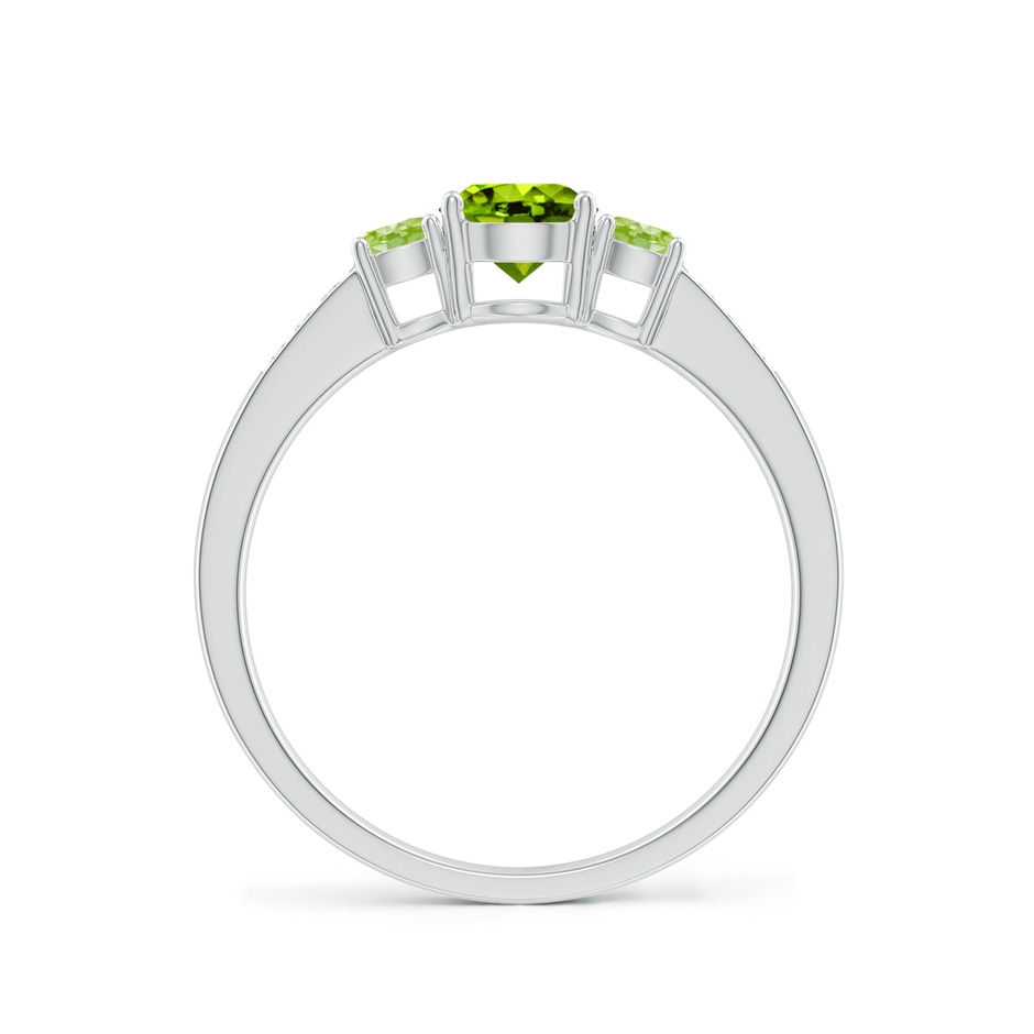 5mm AAAA Three Stone Round Peridot Ring with Diamond Accents in White Gold side-1