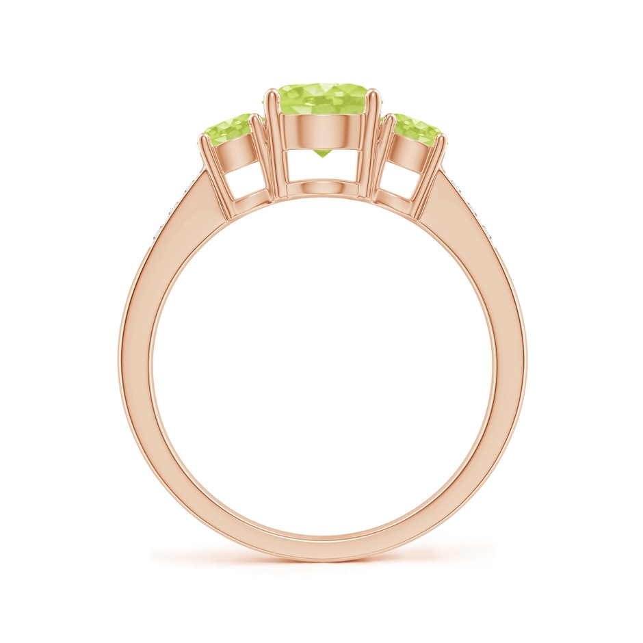 6mm A Three Stone Round Peridot Ring with Diamond Accents in Rose Gold side-1