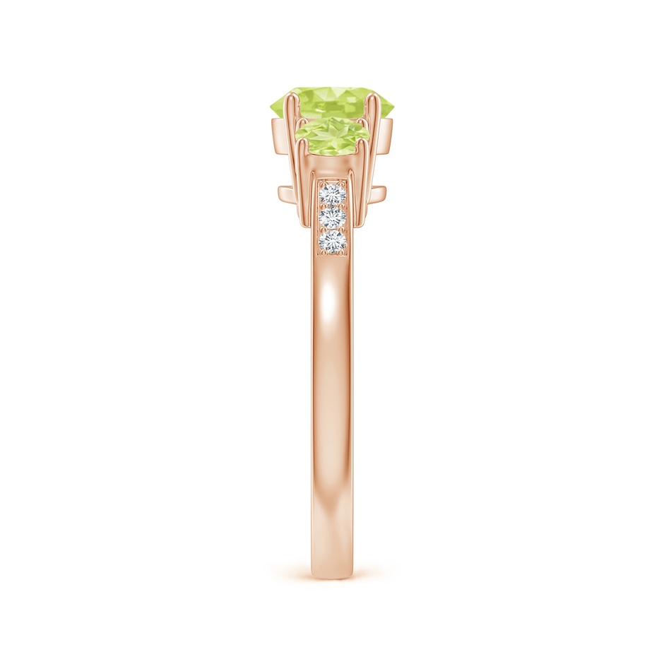 6mm A Three Stone Round Peridot Ring with Diamond Accents in Rose Gold side-2