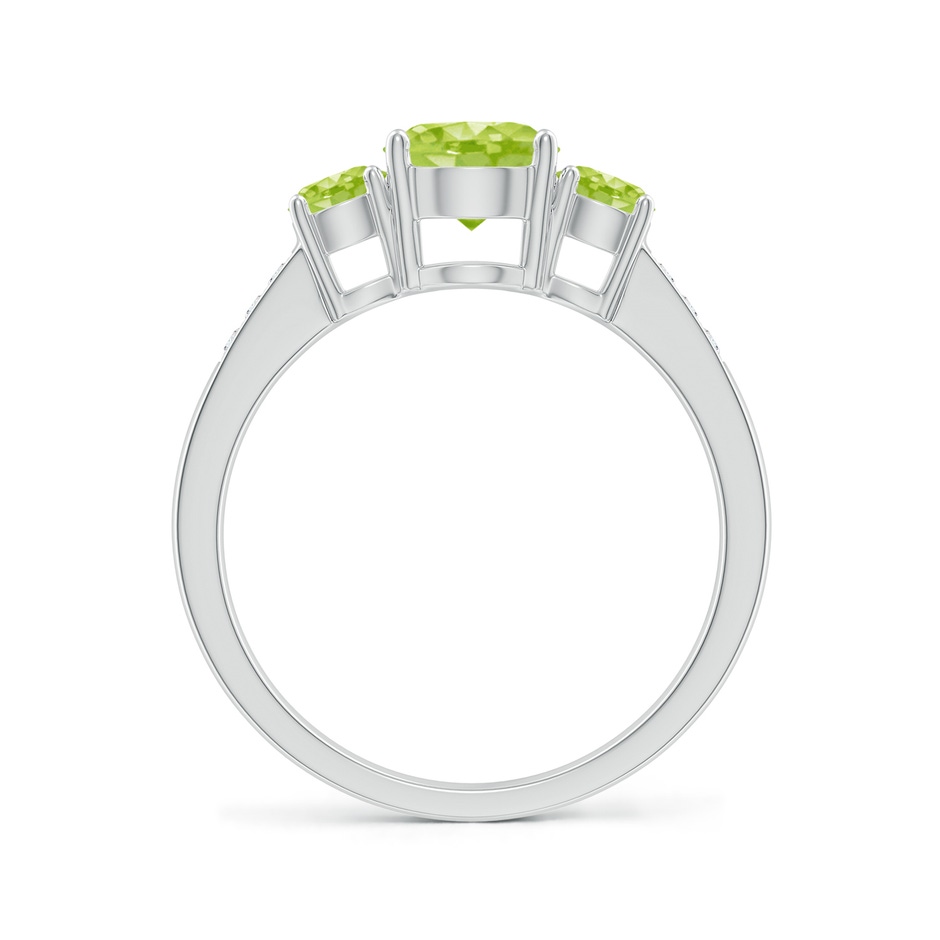 6mm AA Three Stone Round Peridot Ring with Diamond Accents in White Gold side-1
