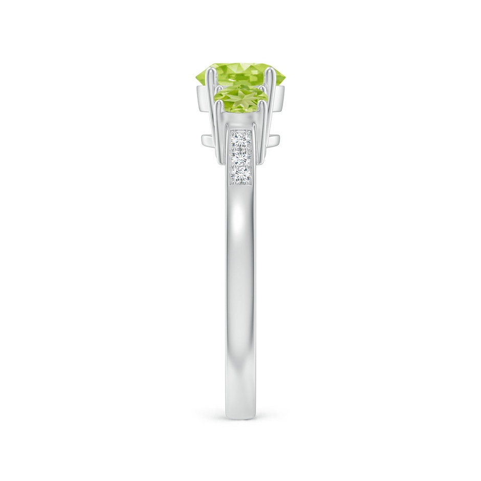 6mm AA Three Stone Round Peridot Ring with Diamond Accents in White Gold side-2