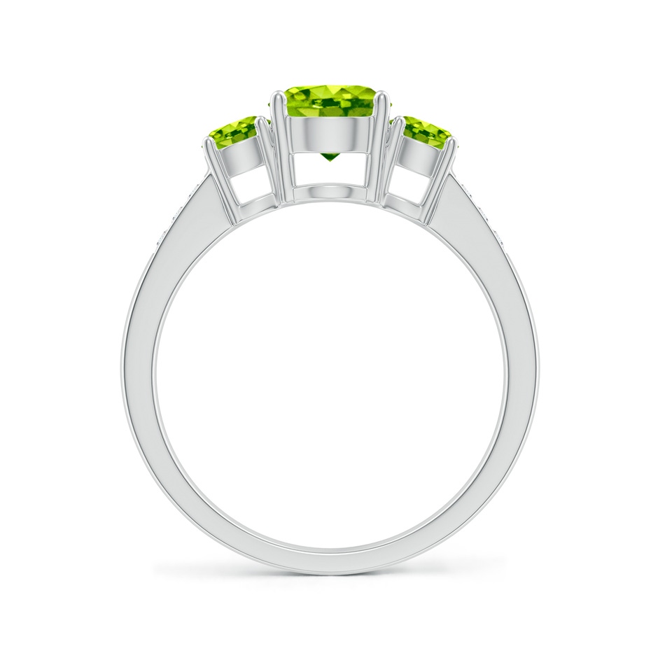 6mm AAA Three Stone Round Peridot Ring with Diamond Accents in White Gold side-1