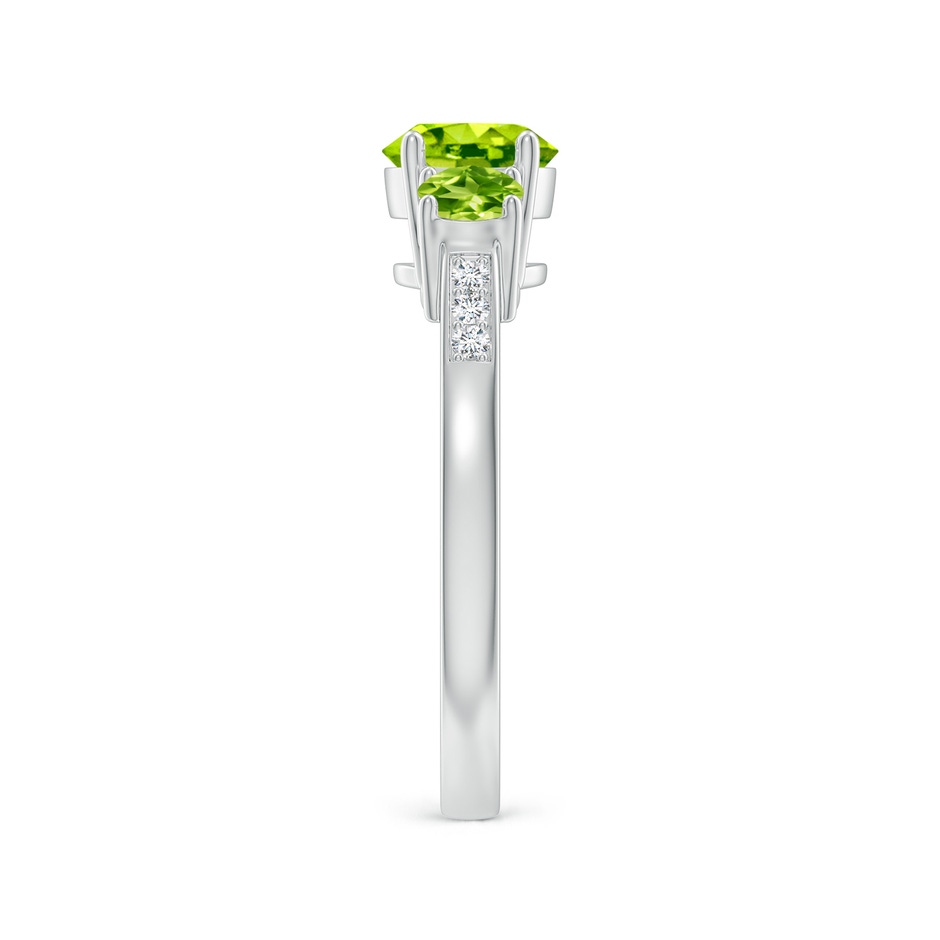 6mm AAA Three Stone Round Peridot Ring with Diamond Accents in White Gold side-2