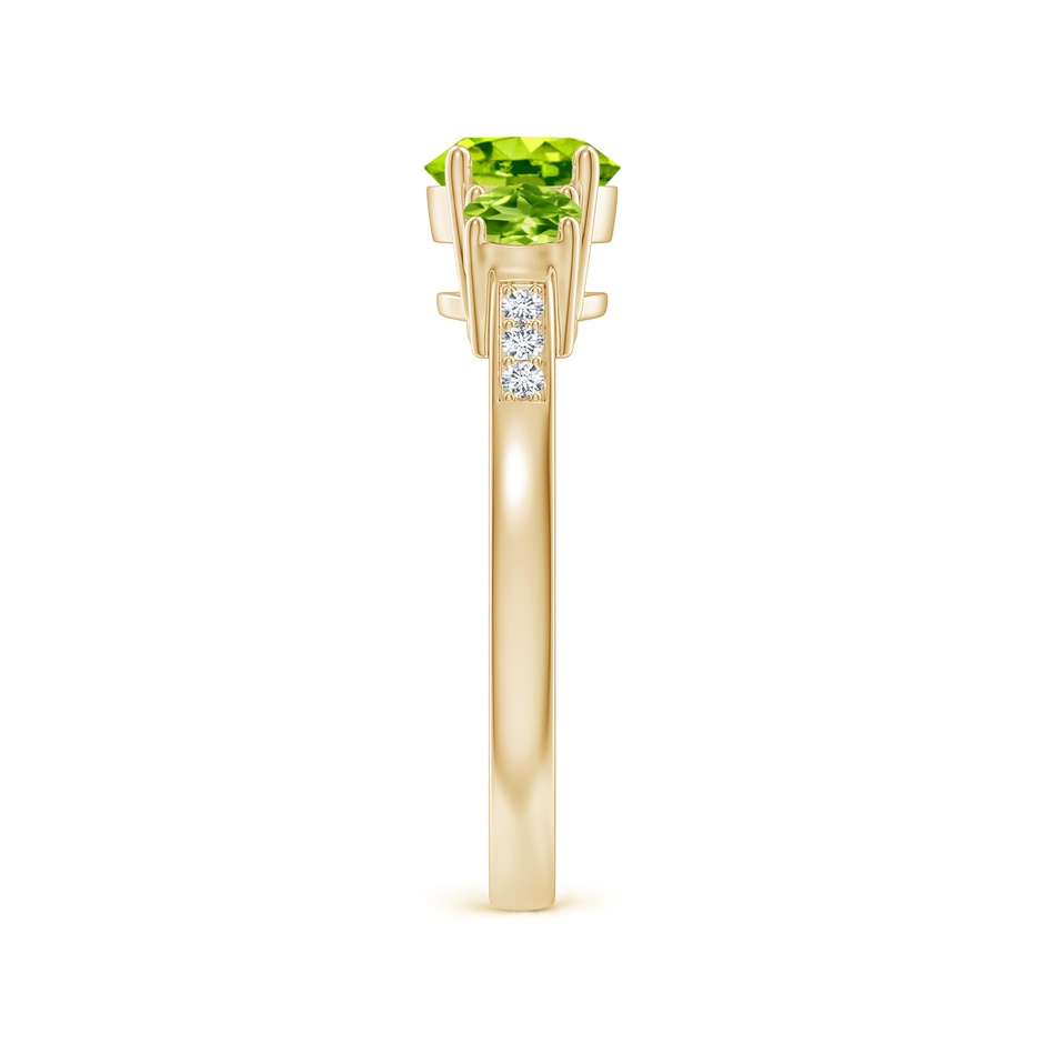 6mm AAA Three Stone Round Peridot Ring with Diamond Accents in Yellow Gold side-2