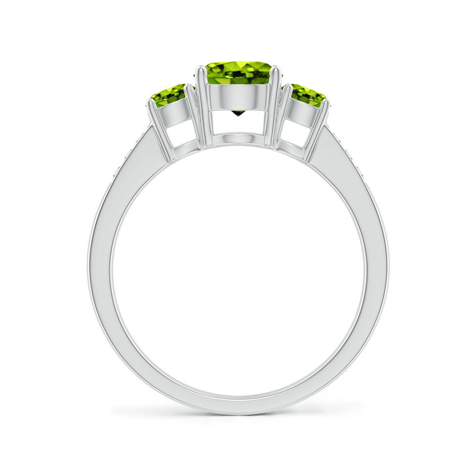 6mm AAAA Three Stone Round Peridot Ring with Diamond Accents in White Gold side-1