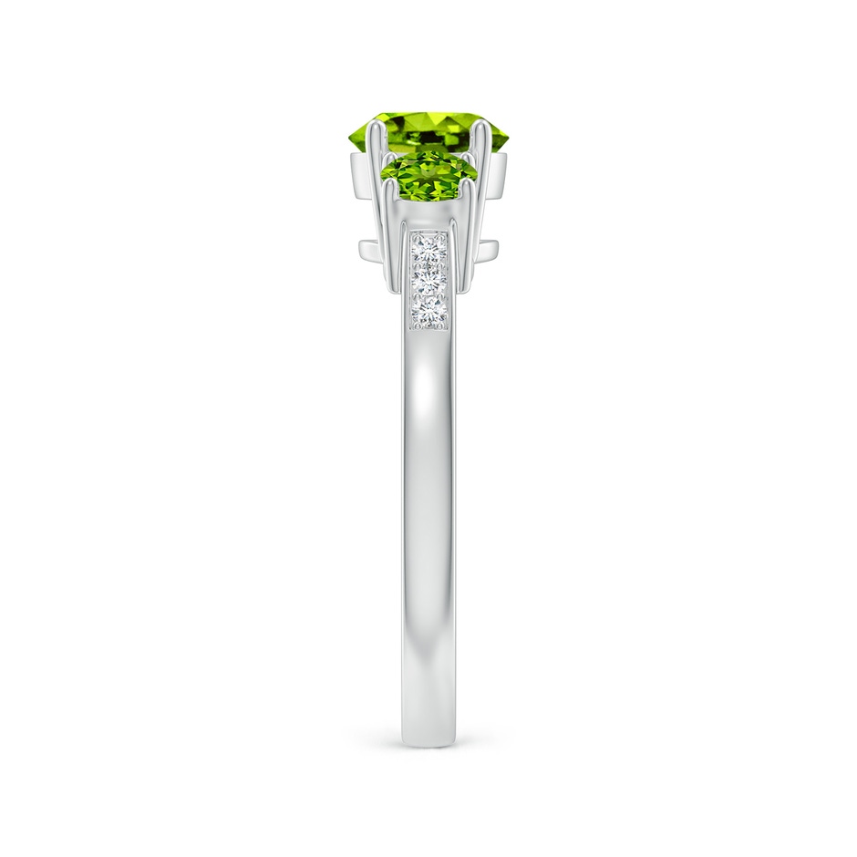 6mm AAAA Three Stone Round Peridot Ring with Diamond Accents in White Gold side-2