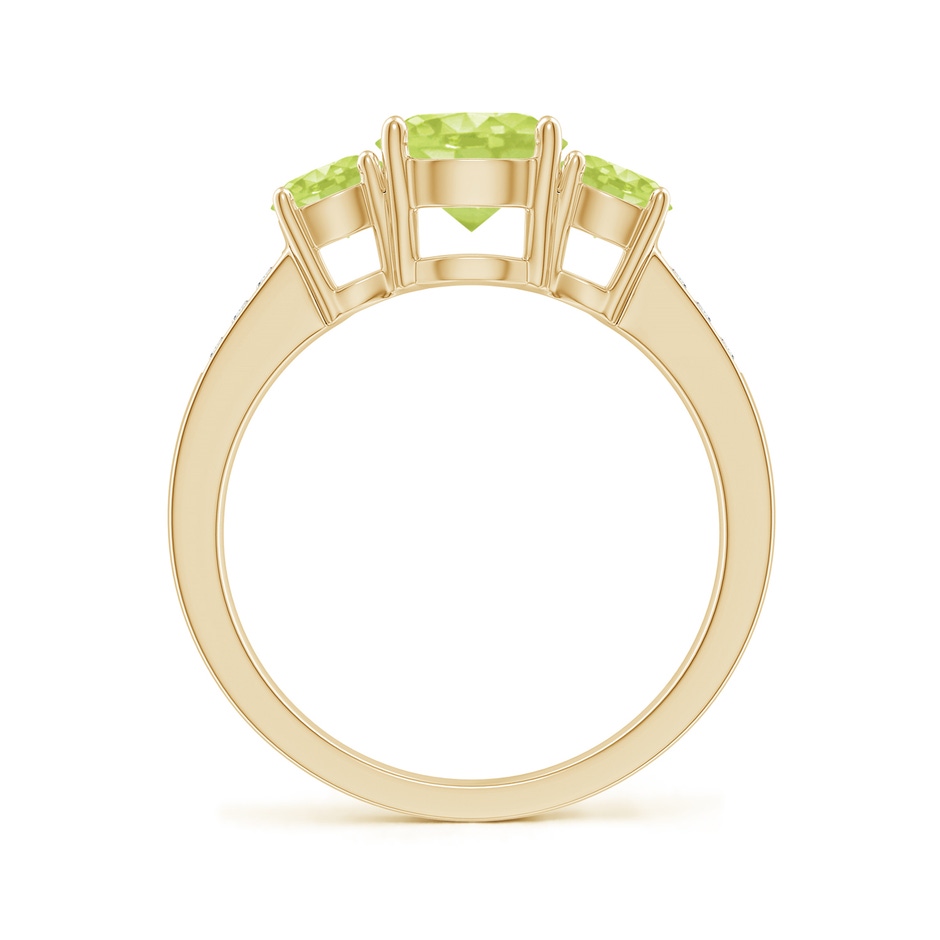 7mm A Three Stone Round Peridot Ring with Diamond Accents in Yellow Gold side-1