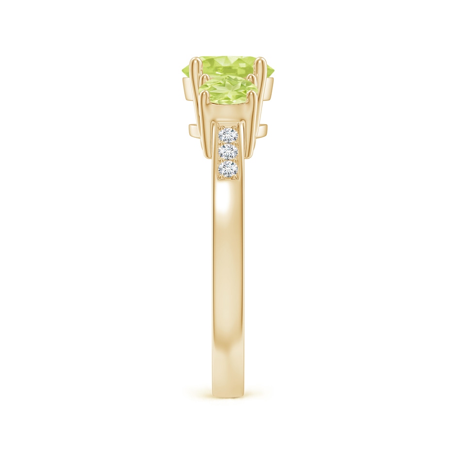 7mm A Three Stone Round Peridot Ring with Diamond Accents in Yellow Gold side-2