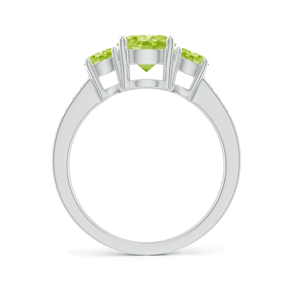 7mm AA Three Stone Round Peridot Ring with Diamond Accents in White Gold side-1