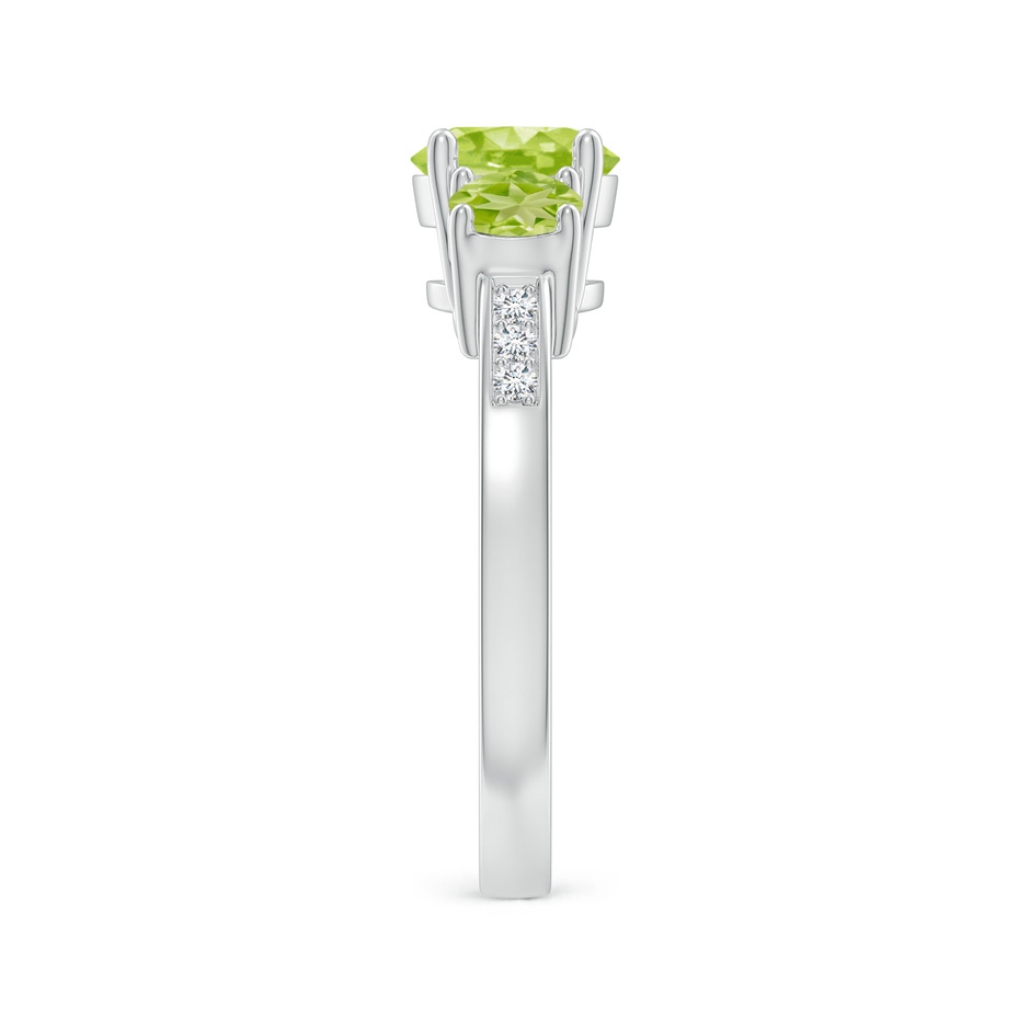 7mm AA Three Stone Round Peridot Ring with Diamond Accents in White Gold side-2