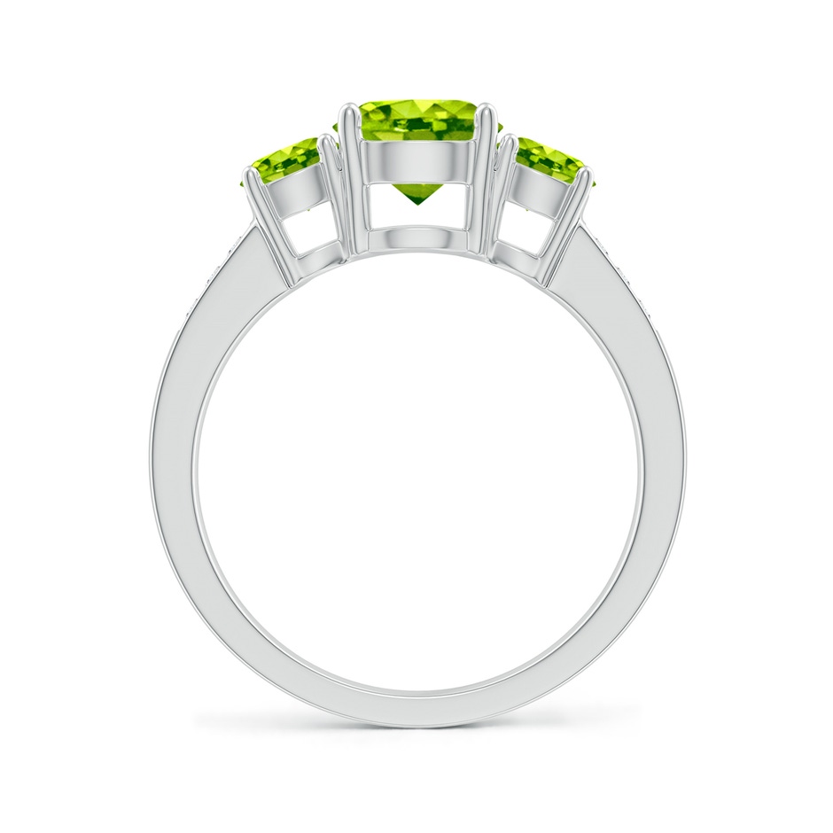 7mm AAA Three Stone Round Peridot Ring with Diamond Accents in White Gold side-1