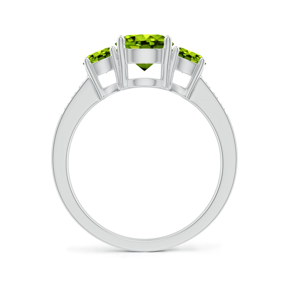 7mm AAAA Three Stone Round Peridot Ring with Diamond Accents in White Gold side-1