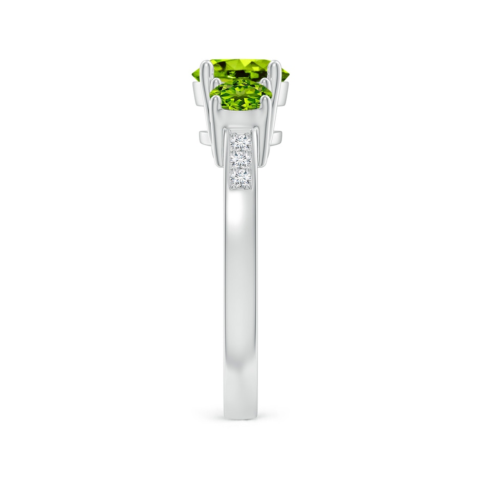 7mm AAAA Three Stone Round Peridot Ring with Diamond Accents in White Gold side-2