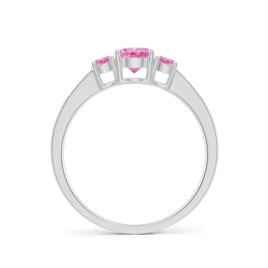5mm A Three Stone Round Pink Sapphire Ring with Diamond Accents in P950 Platinum side-1