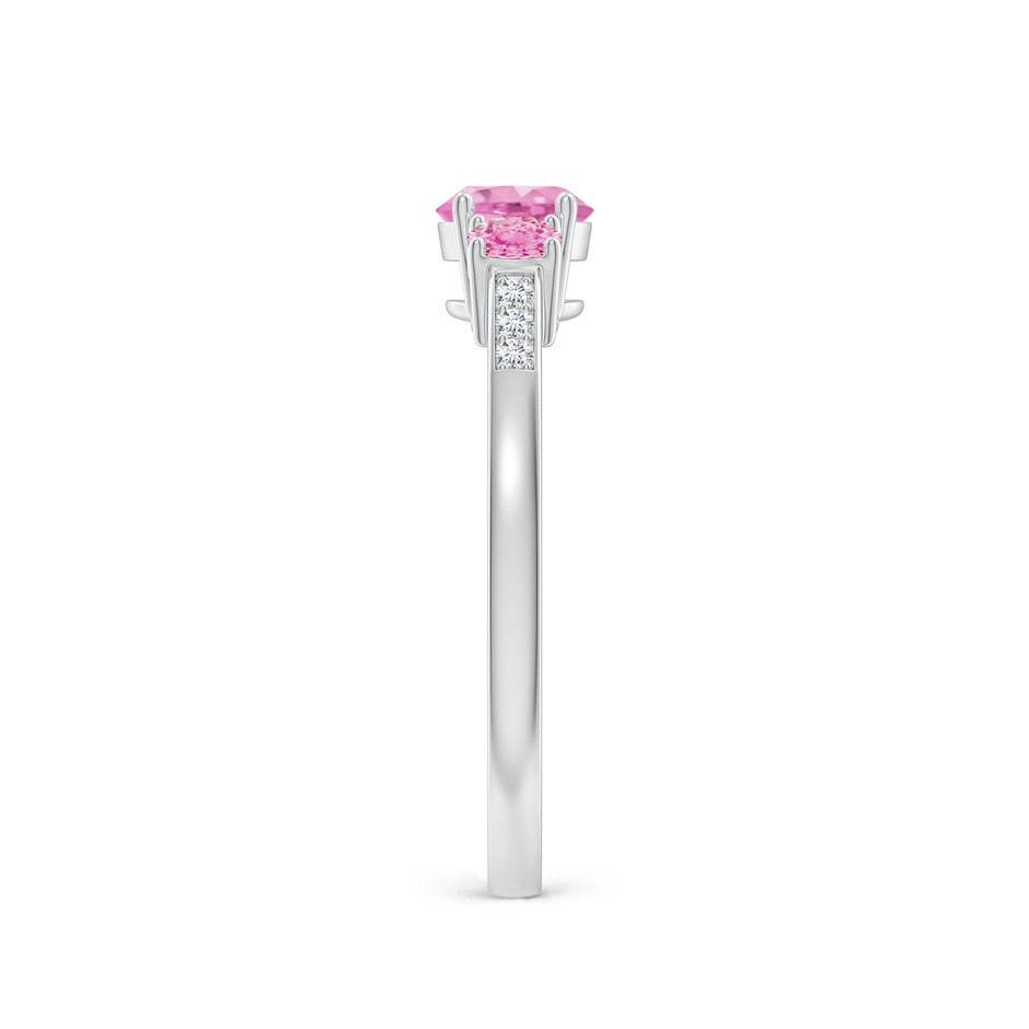 5mm A Three Stone Round Pink Sapphire Ring with Diamond Accents in P950 Platinum side-2