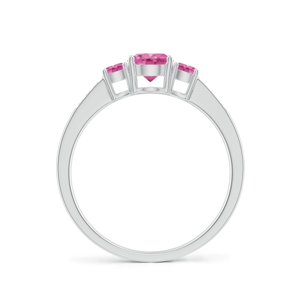5mm AAA Three Stone Round Pink Sapphire Ring with Diamond Accents in White Gold - side_1