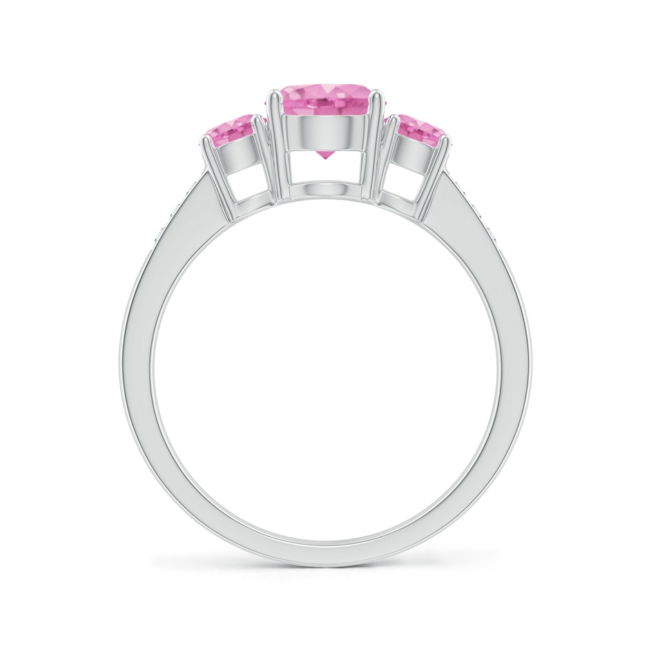 6mm A Three Stone Round Pink Sapphire Ring with Diamond Accents in P950 Platinum side-1