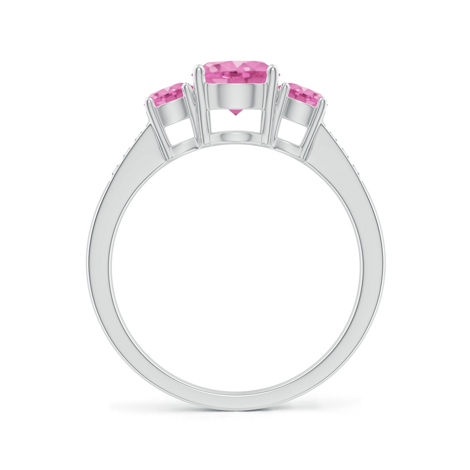 6mm AA Three Stone Round Pink Sapphire Ring with Diamond Accents in White Gold side-1
