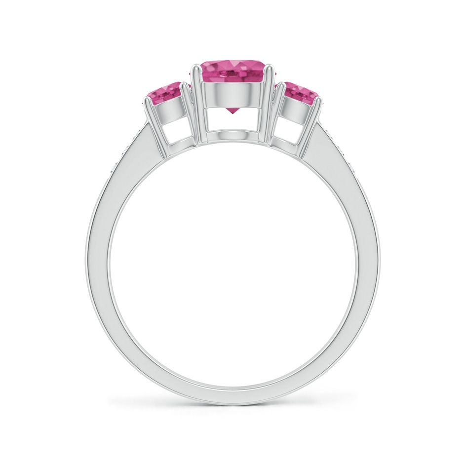 6mm AAAA Three Stone Round Pink Sapphire Ring with Diamond Accents in White Gold side-1