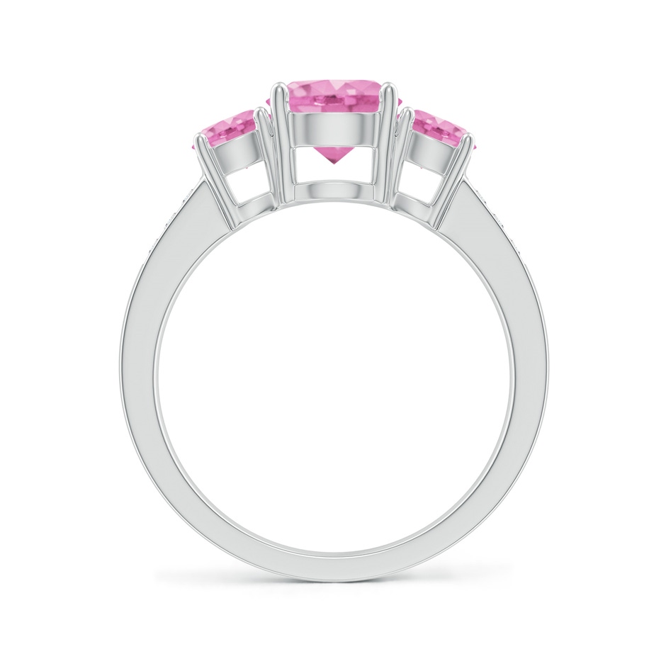 7mm A Three Stone Round Pink Sapphire Ring with Diamond Accents in P950 Platinum side-1