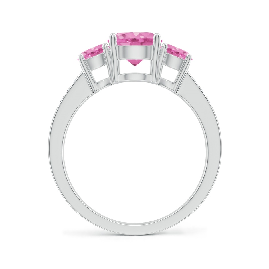 7mm AA Three Stone Round Pink Sapphire Ring with Diamond Accents in White Gold side-1