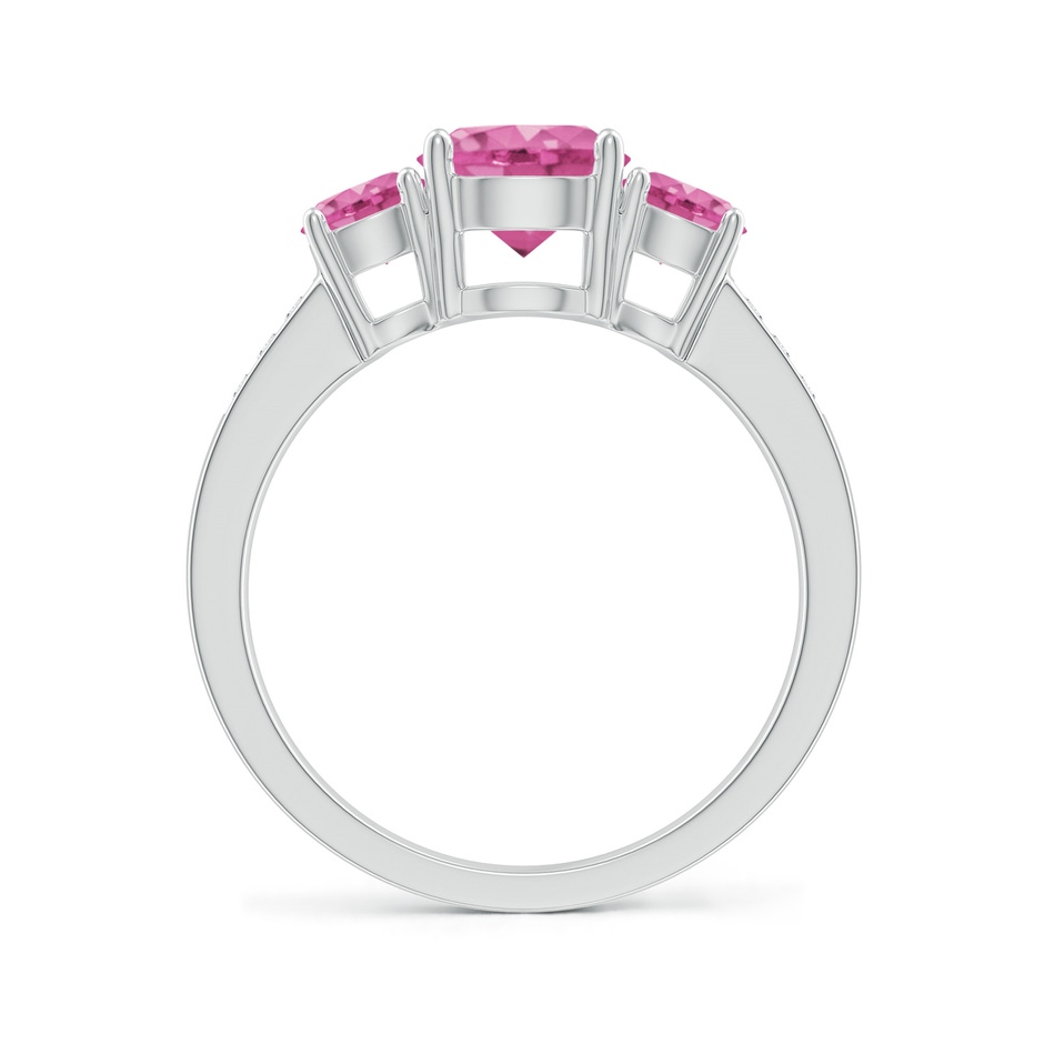 7mm AAA Three Stone Round Pink Sapphire Ring with Diamond Accents in White Gold side-1