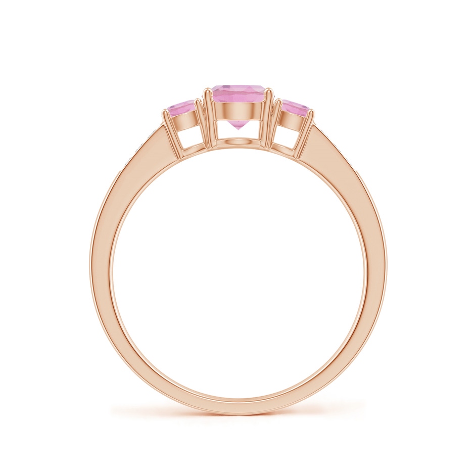 5mm A Three Stone Round Pink Tourmaline Ring with Diamond Accents in Rose Gold side 199