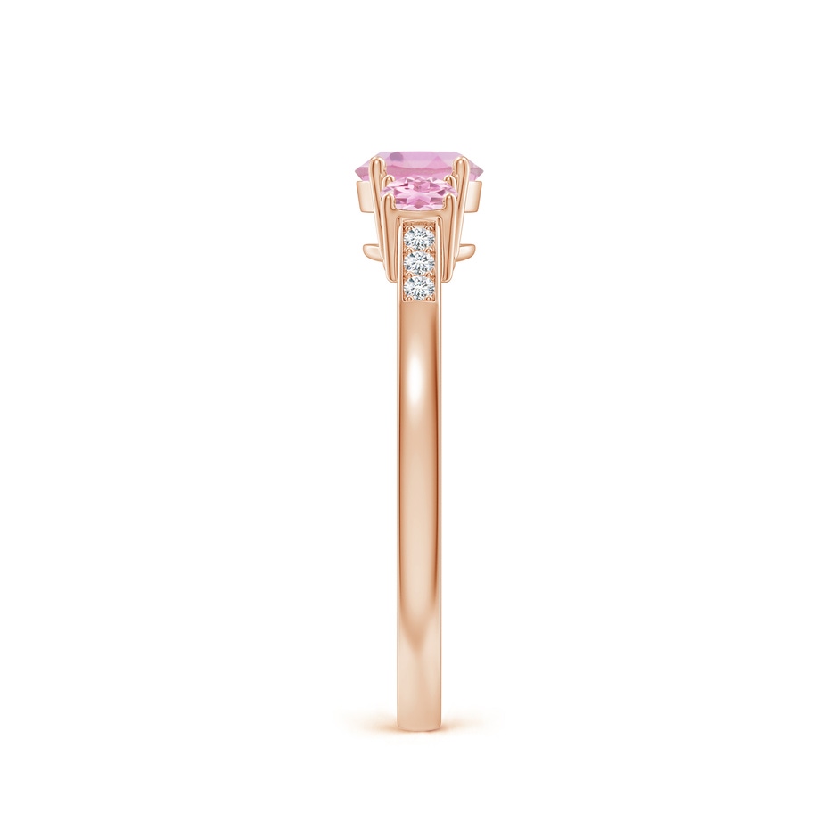 5mm A Three Stone Round Pink Tourmaline Ring with Diamond Accents in Rose Gold side 299
