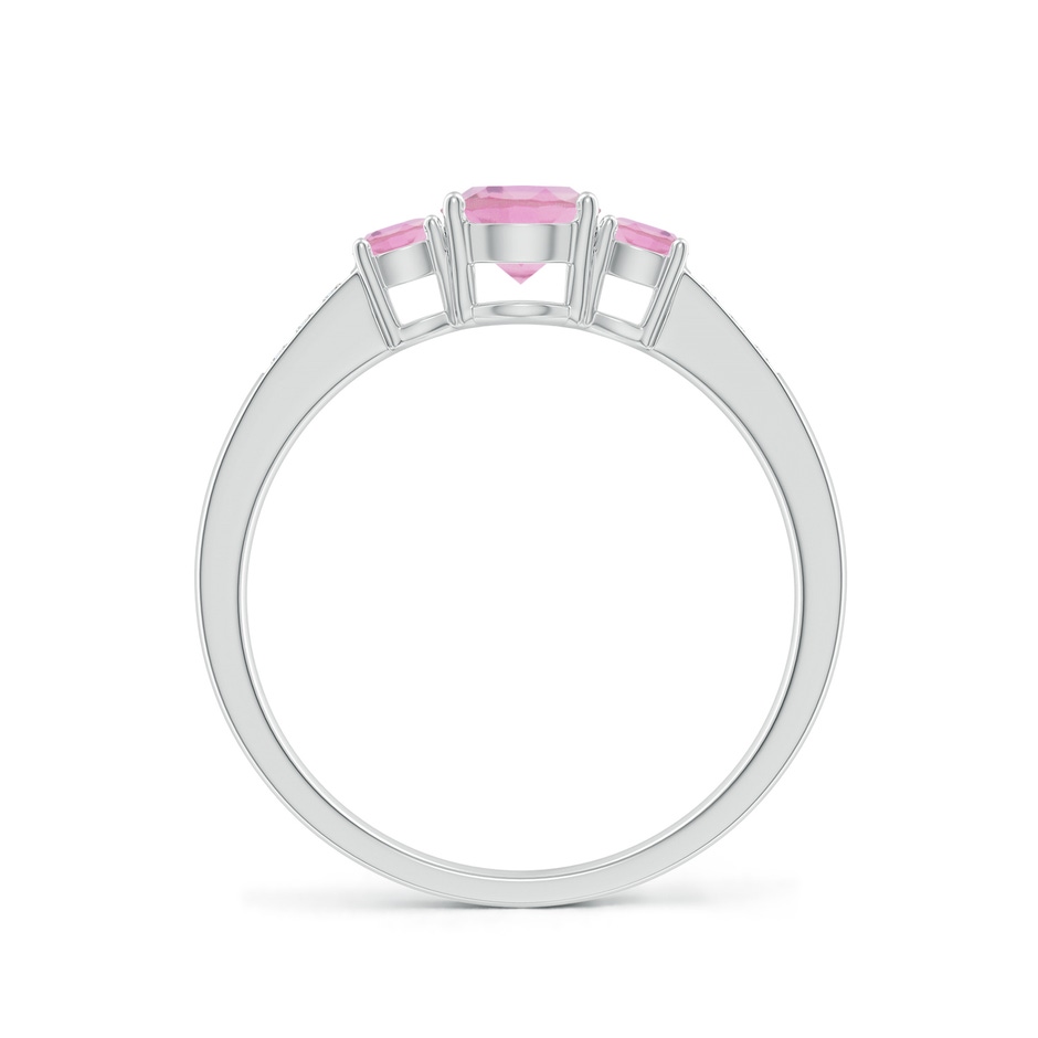 5mm A Three Stone Round Pink Tourmaline Ring with Diamond Accents in White Gold side 199