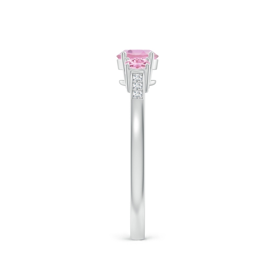 5mm A Three Stone Round Pink Tourmaline Ring with Diamond Accents in White Gold side 299