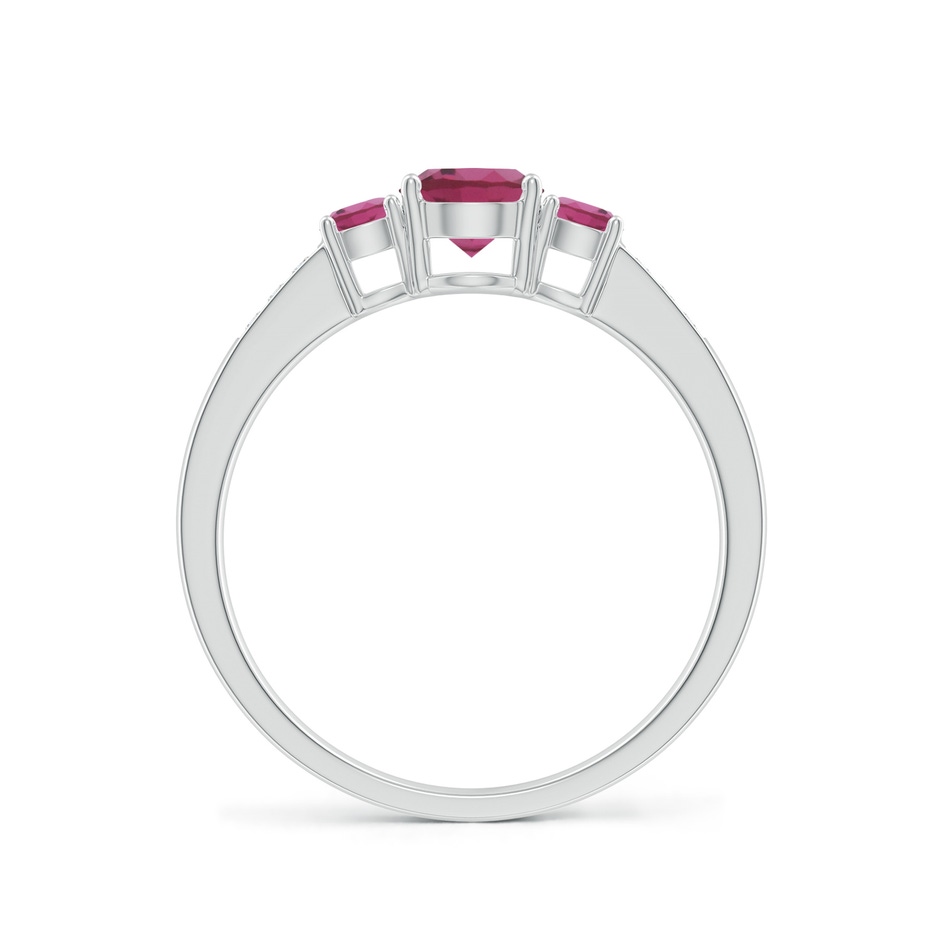 5mm AAAA Three Stone Round Pink Tourmaline Ring with Diamond Accents in P950 Platinum side 199