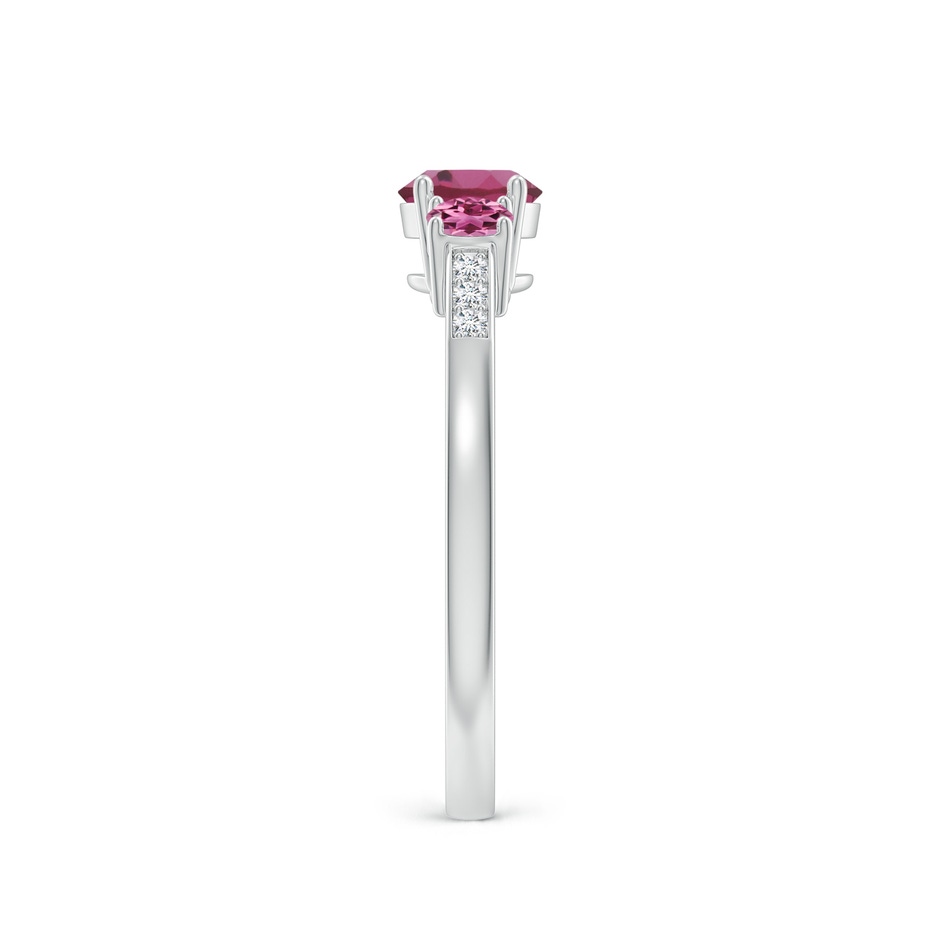 5mm AAAA Three Stone Round Pink Tourmaline Ring with Diamond Accents in P950 Platinum side 299