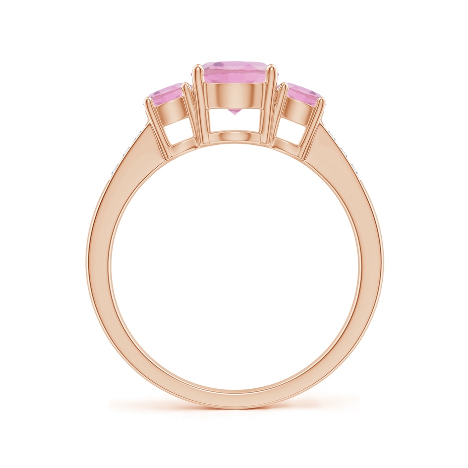 6mm A Three Stone Round Pink Tourmaline Ring with Diamond Accents in Rose Gold side 199