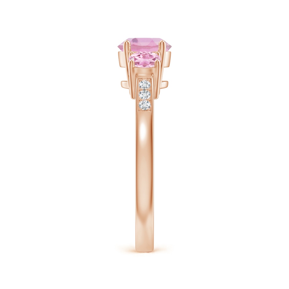 6mm A Three Stone Round Pink Tourmaline Ring with Diamond Accents in Rose Gold side 299
