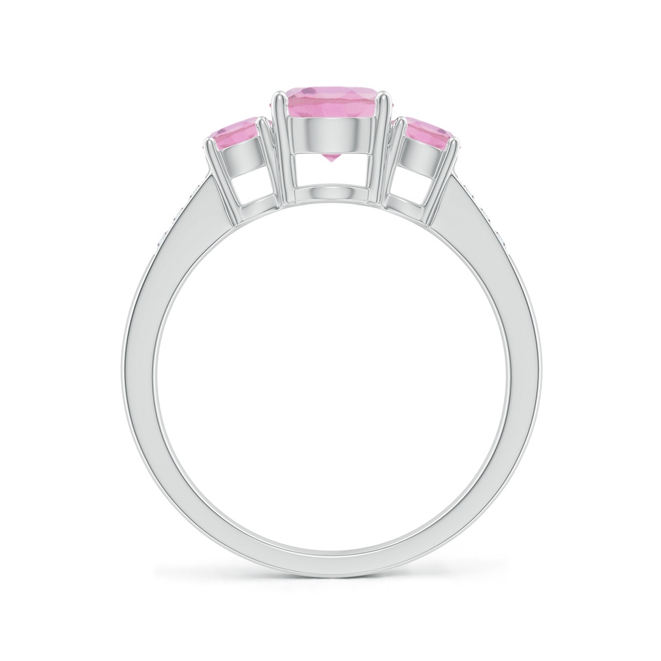 6mm A Three Stone Round Pink Tourmaline Ring with Diamond Accents in White Gold side 199