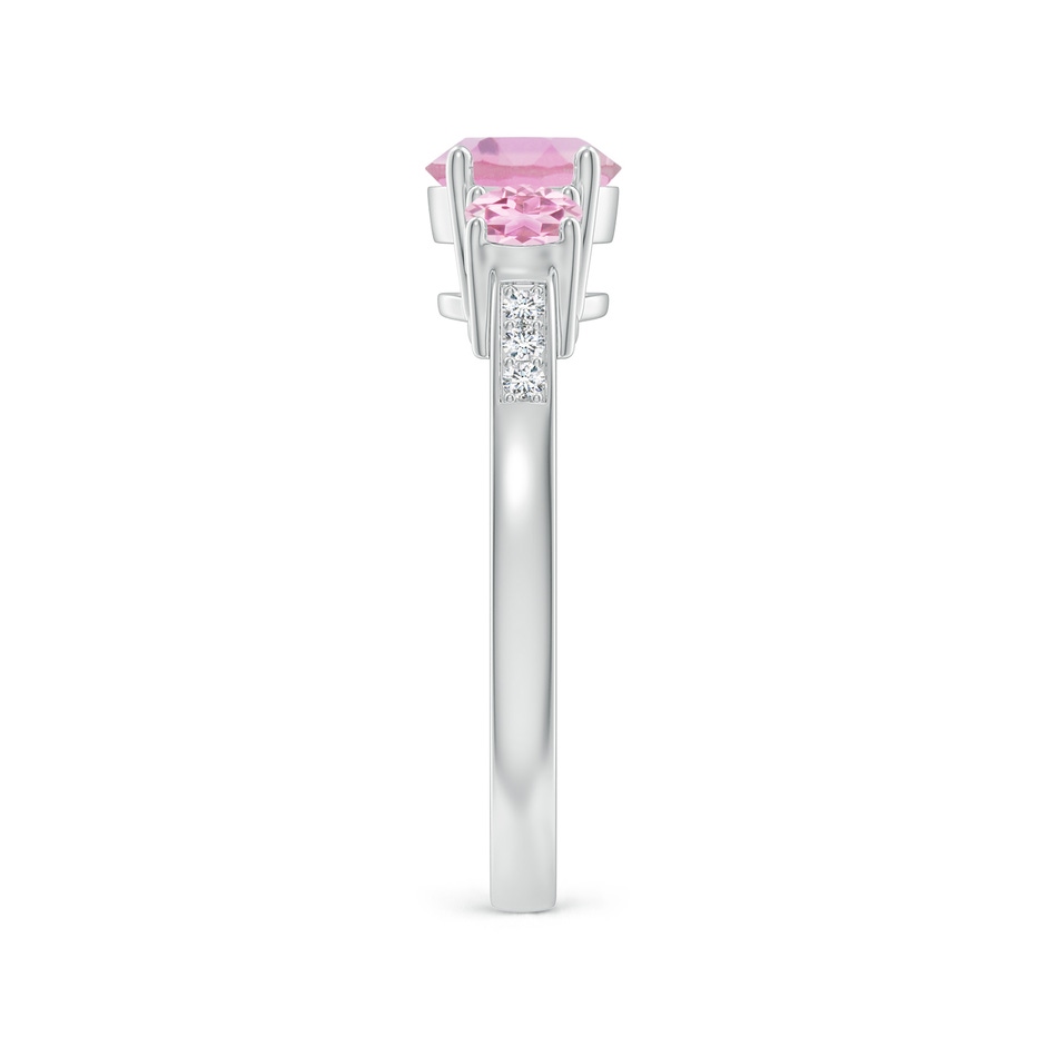 6mm A Three Stone Round Pink Tourmaline Ring with Diamond Accents in White Gold side 299