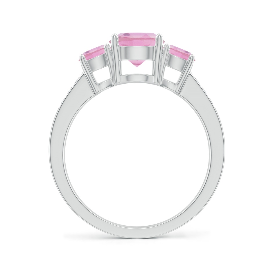 7mm A Three Stone Round Pink Tourmaline Ring with Diamond Accents in P950 Platinum side 199
