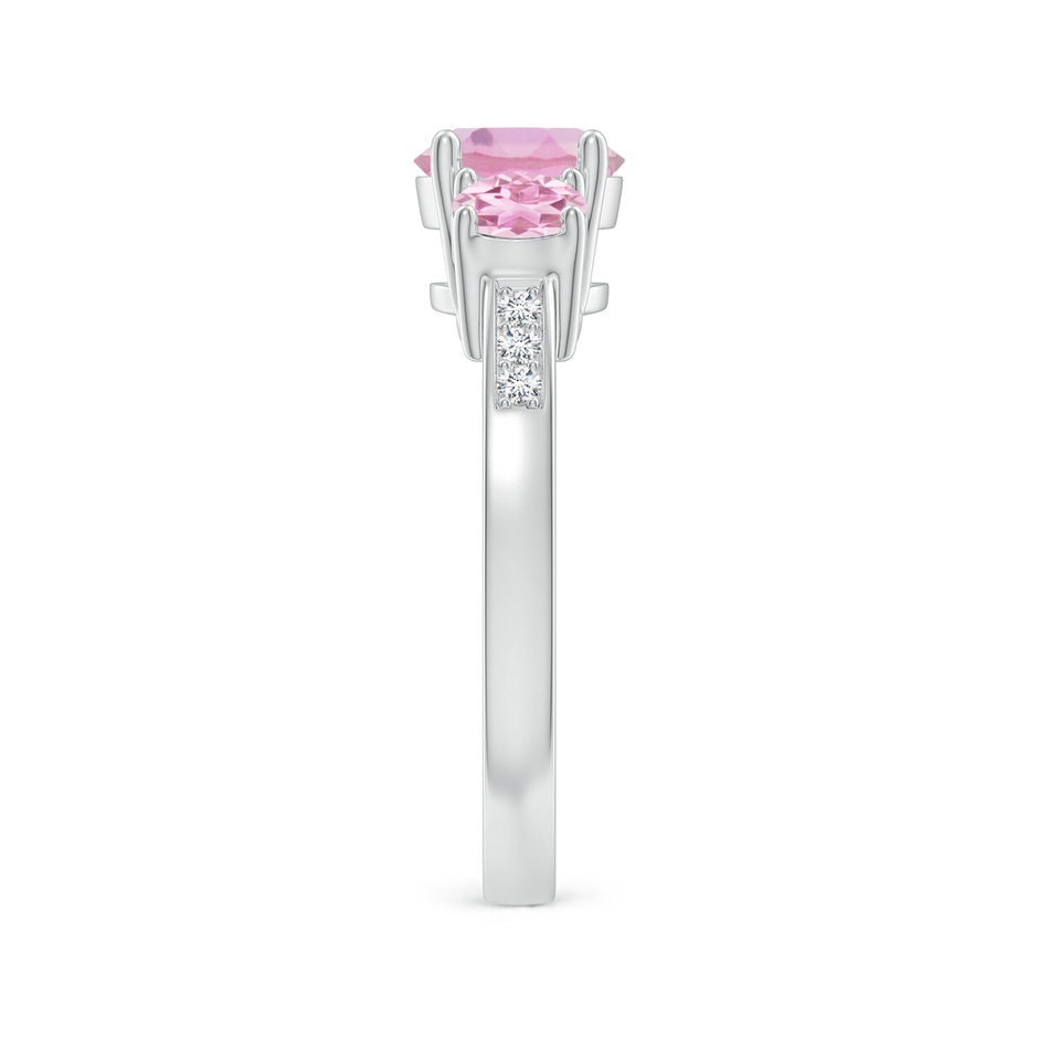 7mm A Three Stone Round Pink Tourmaline Ring with Diamond Accents in P950 Platinum side 299