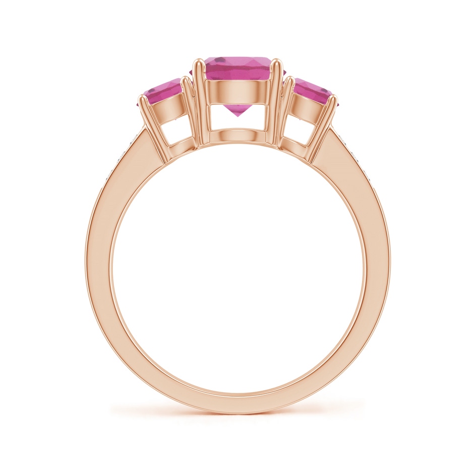 7mm AAA Three Stone Round Pink Tourmaline Ring with Diamond Accents in Rose Gold side 199