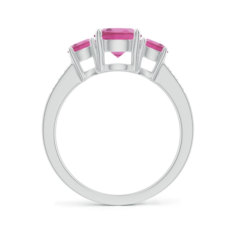 7mm AAA Three Stone Round Pink Tourmaline Ring with Diamond Accents in White Gold side 199