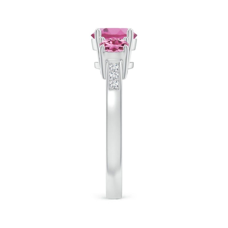 7mm AAA Three Stone Round Pink Tourmaline Ring with Diamond Accents in White Gold side 299