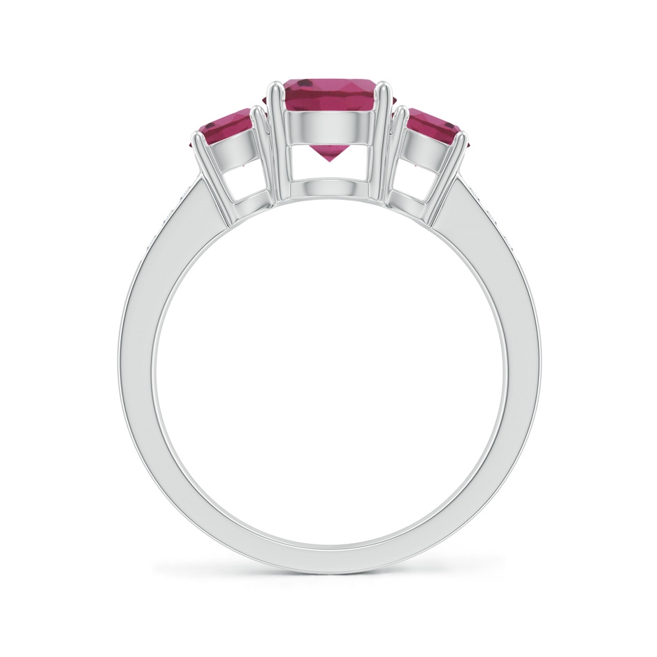 7mm AAAA Three Stone Round Pink Tourmaline Ring with Diamond Accents in White Gold side 199